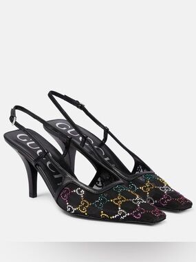 Gucci Rainbow Crystal GG Slingback Heels